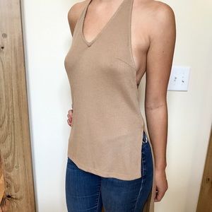 Never worn bronze ribbed "cape" top