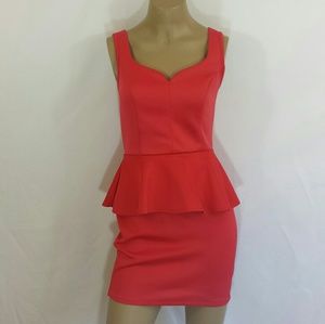 Gorgeous Coral Peplum Dress with XX back