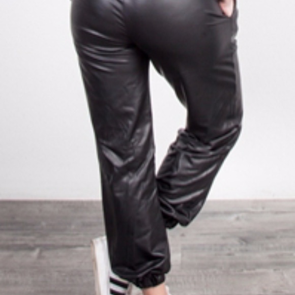 🔴LAST ONE 🔴 Black Faux Leather Joggers - Picture 3 of 3