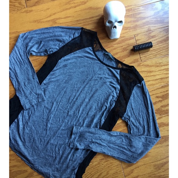 NWOT Zara gray and black long sleeve top - Picture 3 of 7