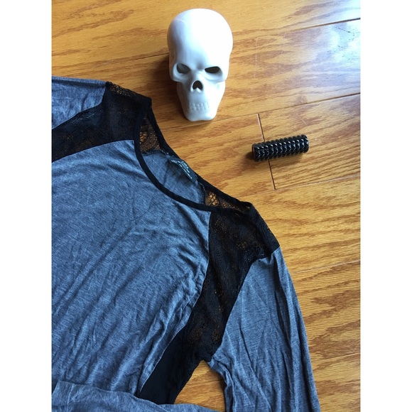 NWOT Zara gray and black long sleeve top - Picture 4 of 7