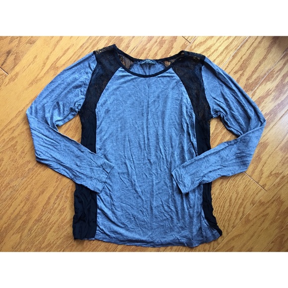 NWOT Zara gray and black long sleeve top - Picture 6 of 7