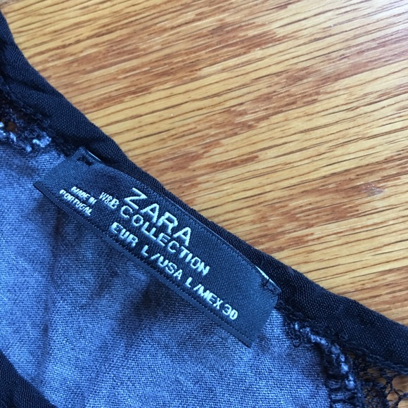 NWOT Zara gray and black long sleeve top - Picture 7 of 7