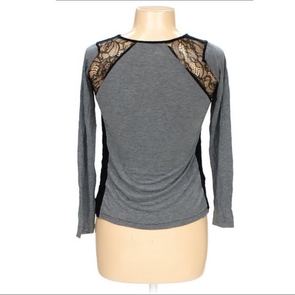 NWOT Zara gray and black long sleeve top - Picture 2 of 7