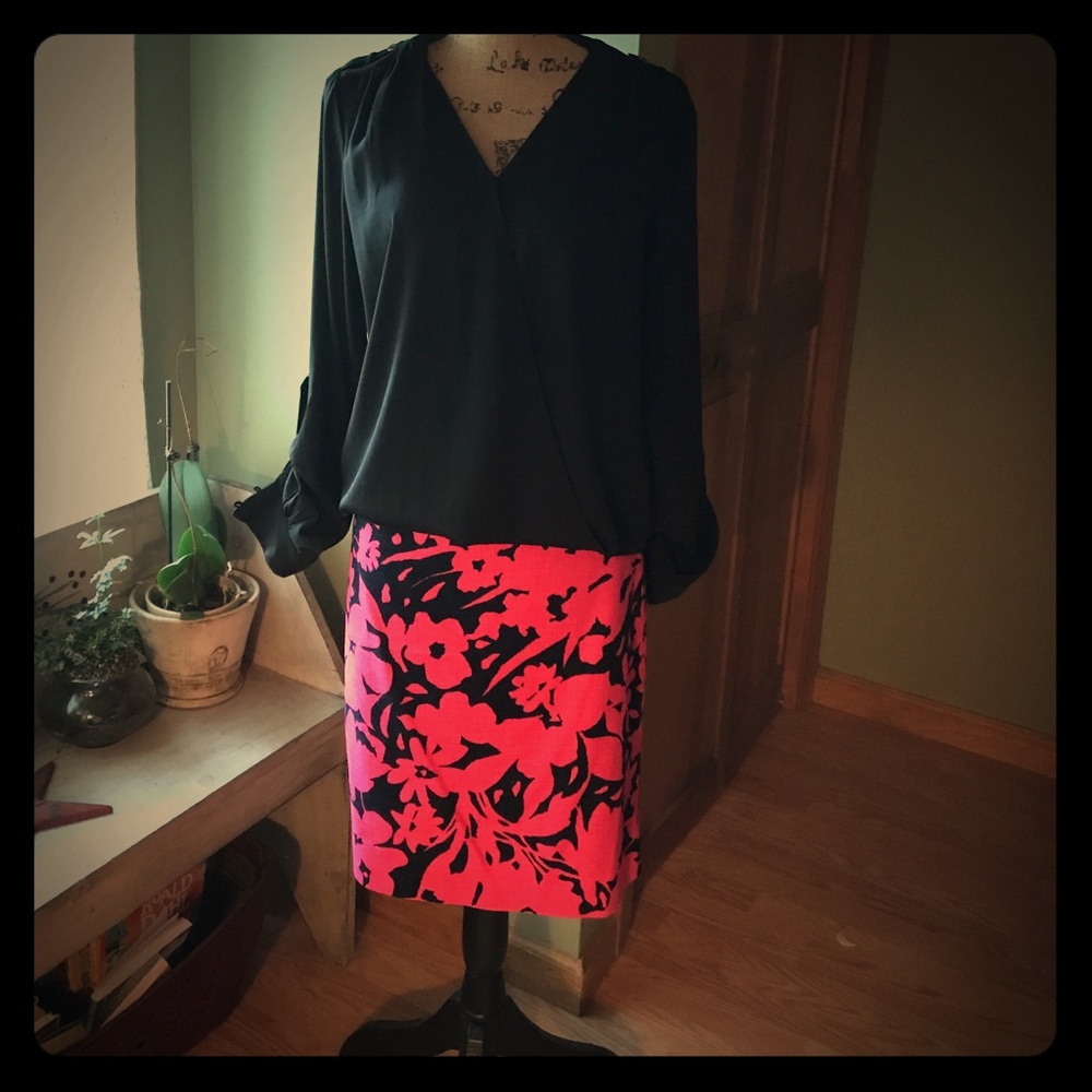 Beautiful pink and black floral Jcrew skirt.