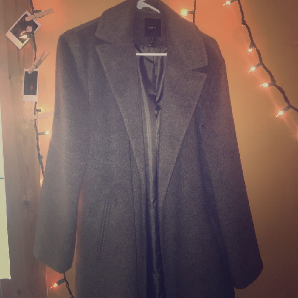 Long grey trench coat