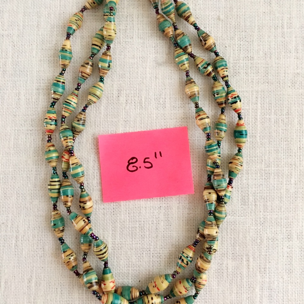 Rolled paper bead necklace