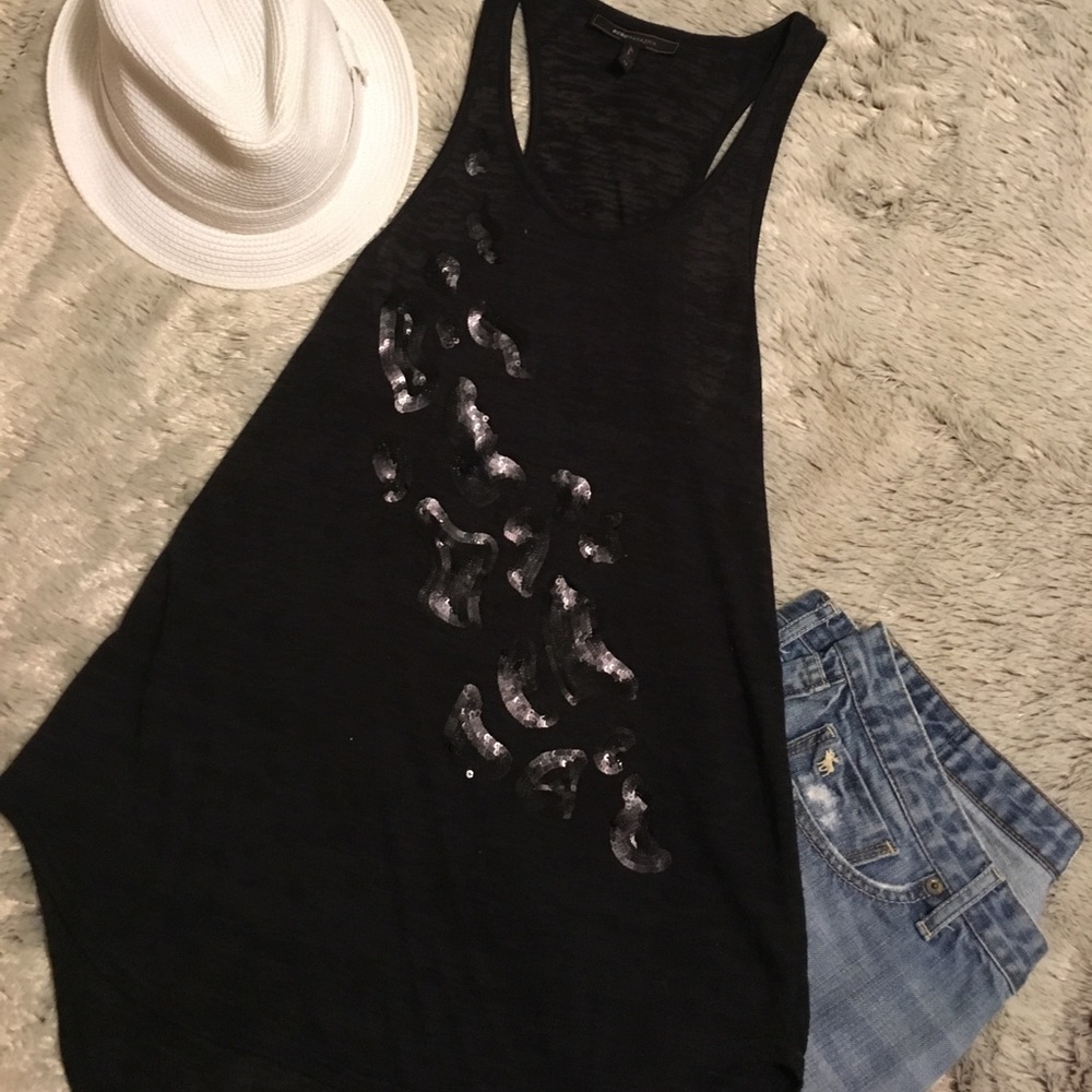BCBG MAXAZRIA Black BurnOut Tank - Sequin Details