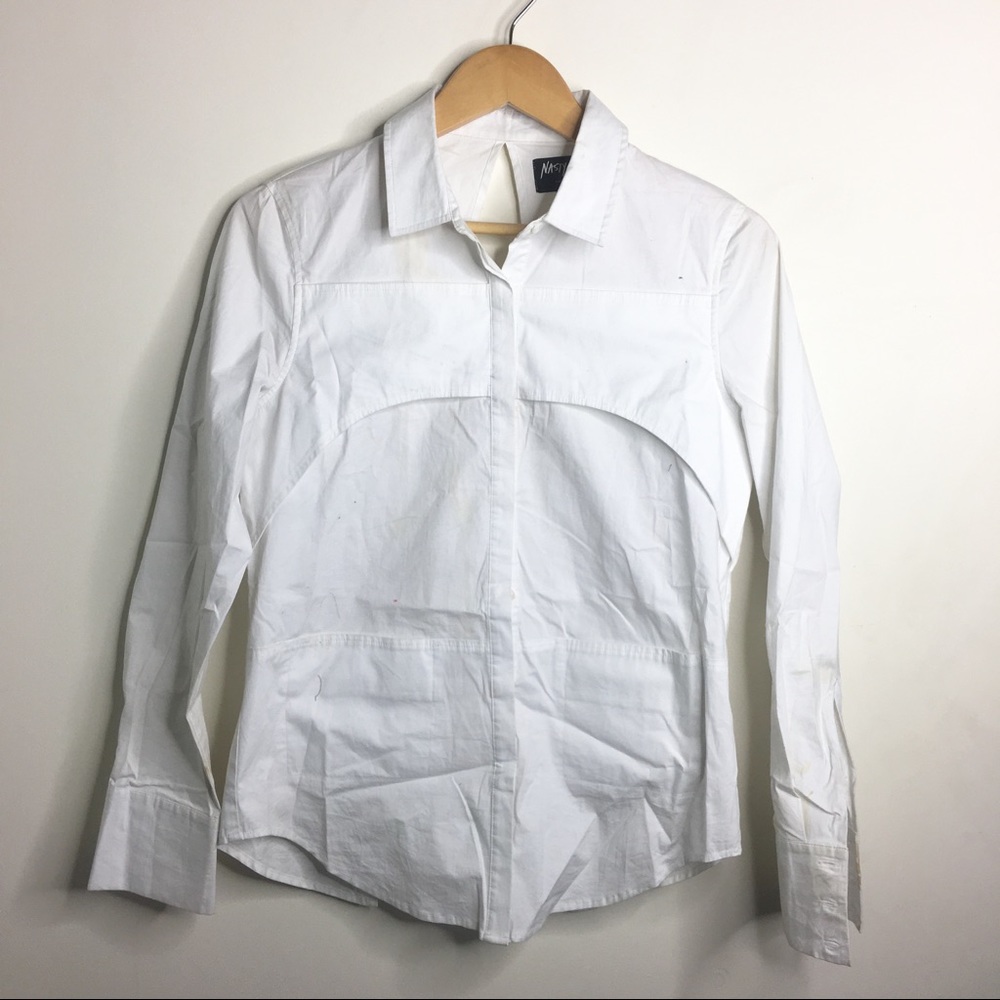 Nasty Gal Cutout White Button-Down Shirt ⚠️As Is