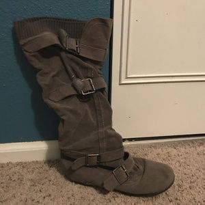 Grey Fabric Boots