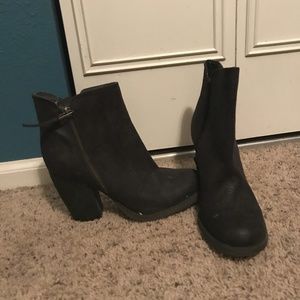 New, Unworn Black Stacked Booties