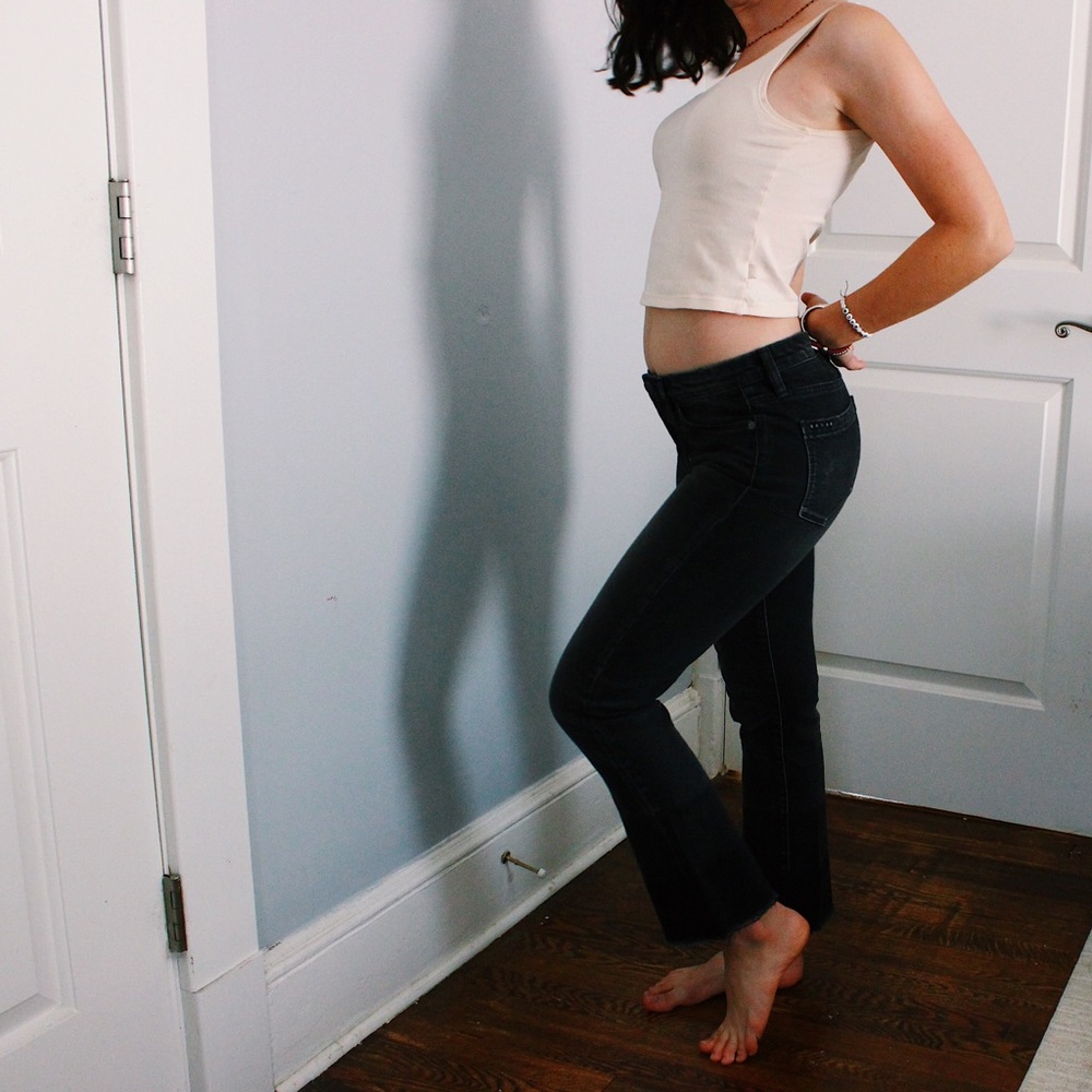 Black kick flare jeans