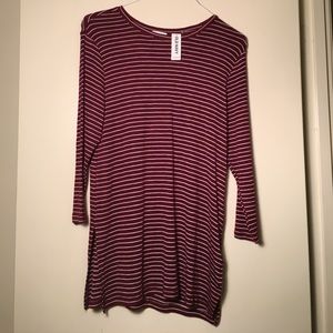 Maroon Striped Tshirt Dress