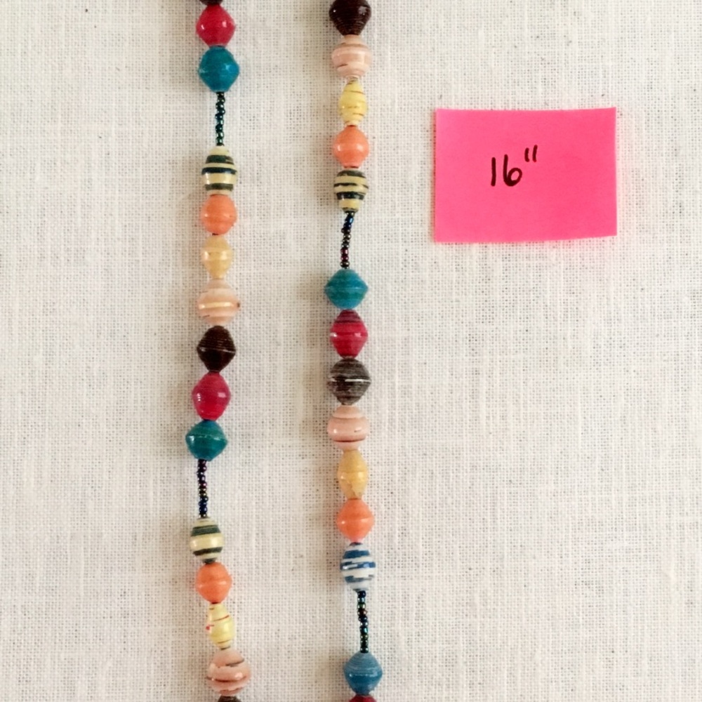 Rolled paper bead necklace