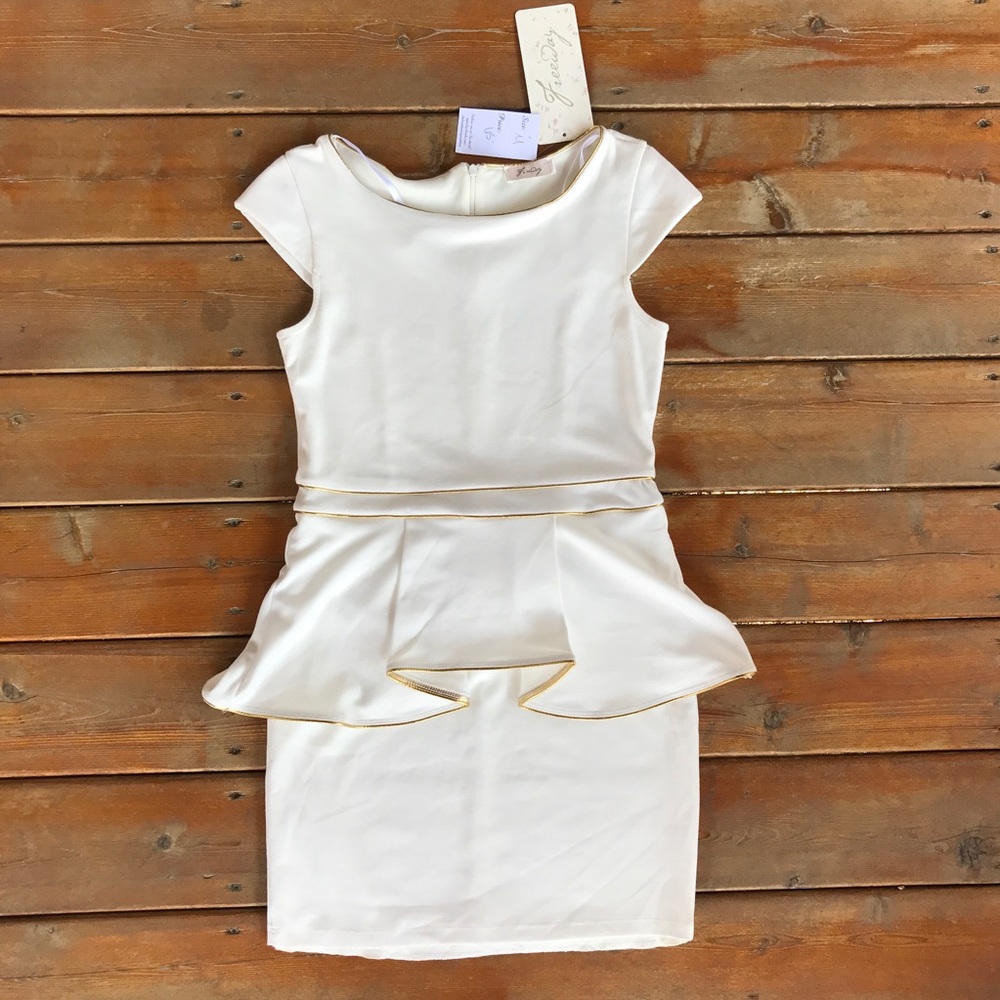 NWT white peplum mini dress