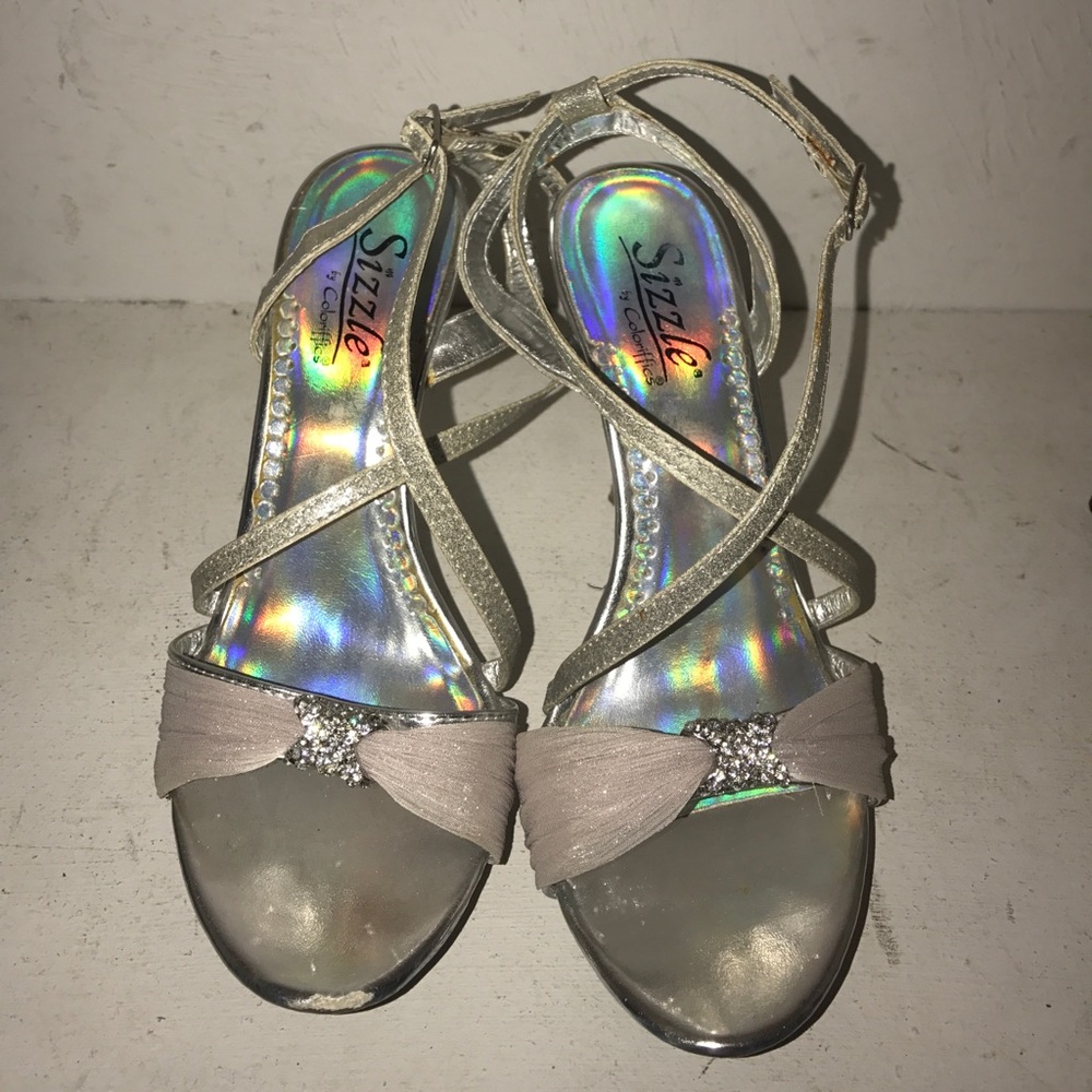 iridescent silver heels
