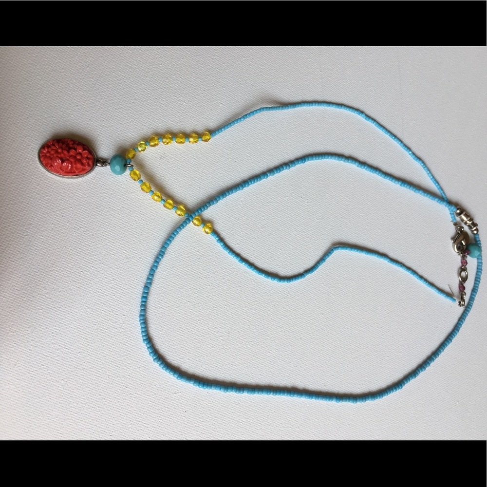 two blue beaded necklaces