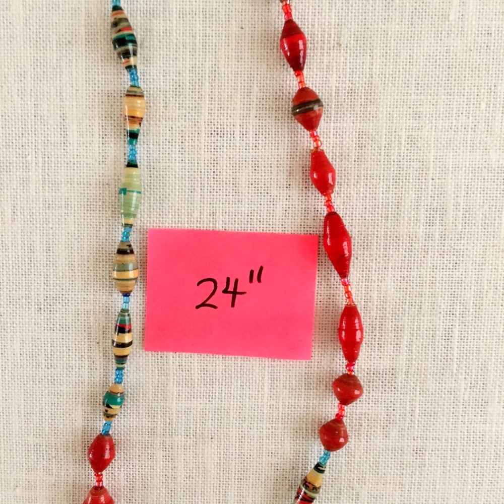 Rolled paper bead necklace