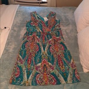 Floral small pleated V-neck Dress /with Belt