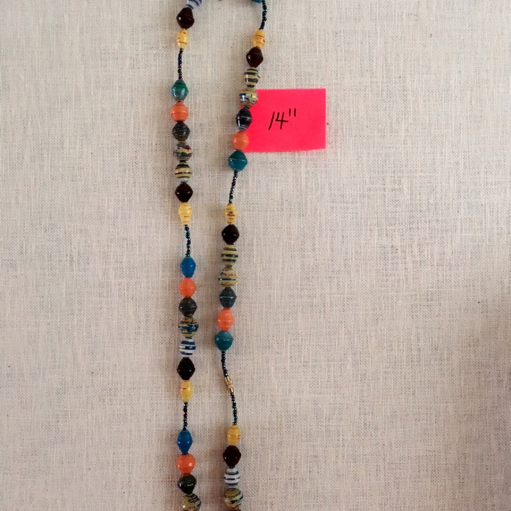 Rolled paper bead necklace