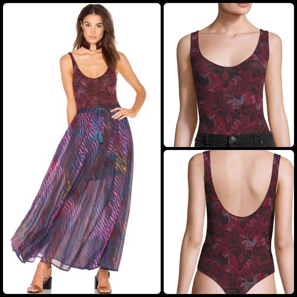 Printed Freesia Merlot Bodysuit