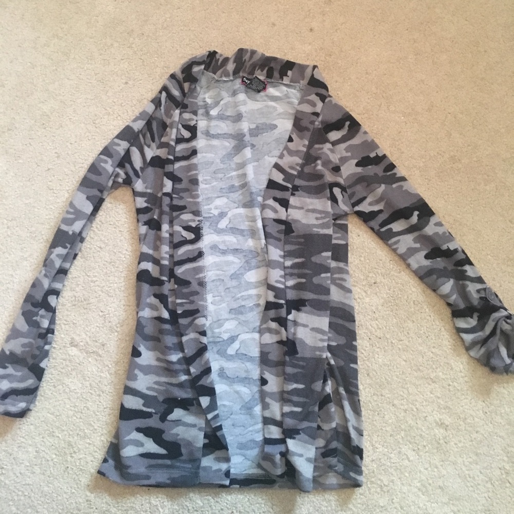 Gray Camo Cardigan