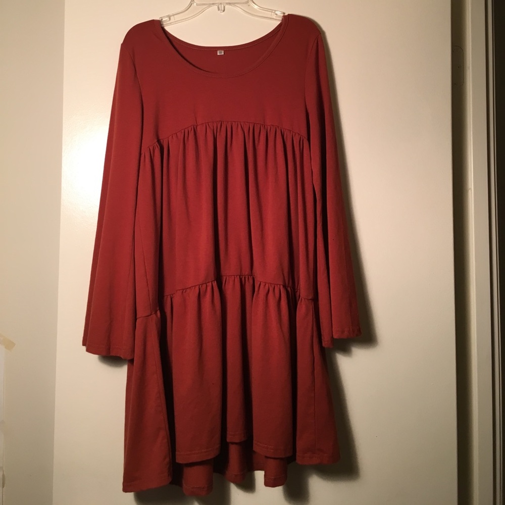 Burnt Orange Tiered Dress