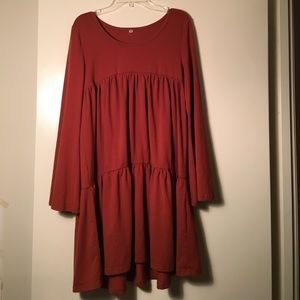 Burnt Orange Tiered Dress