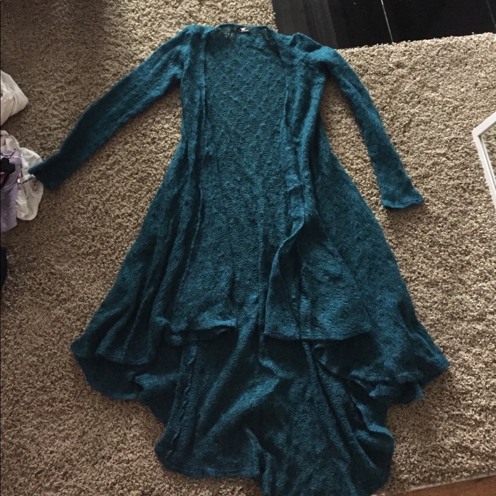 Turquoise woven cardigan