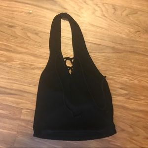 Lace up urban halter crop top