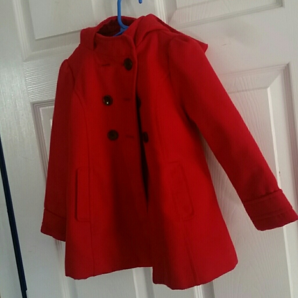 Little Girl Red Pea coat