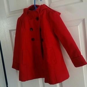 Little Girl Red Pea coat