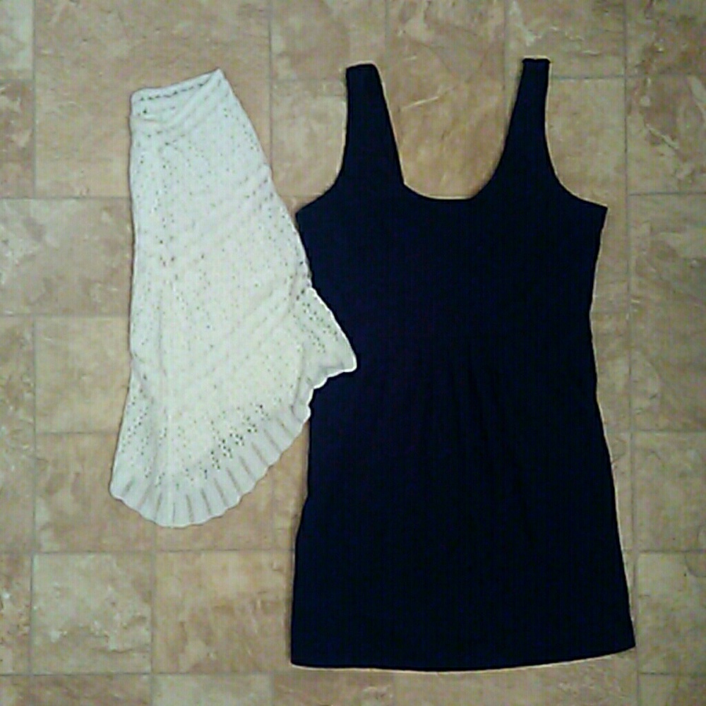 Navy Blue Dress And White Poncho Bundle!