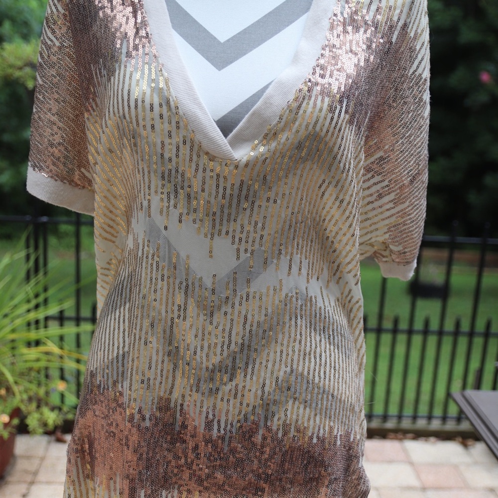 I.N.C gold sequin top