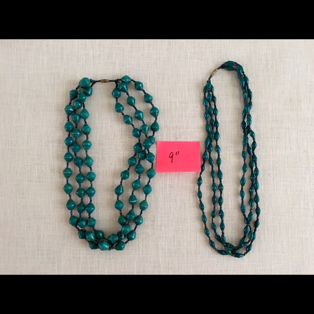 Rolled paper bead necklaces!
