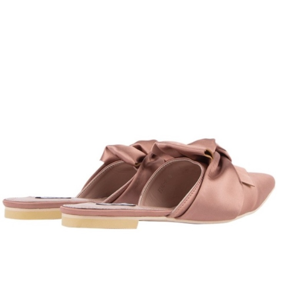 🆕Fiona Pink Satin Pointy Toe Mules Slide - Picture 4 of 8