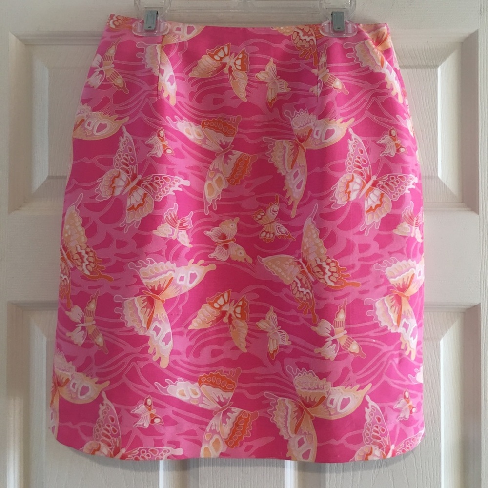Beautiful Butterflies 100% silk pink  mini skirt