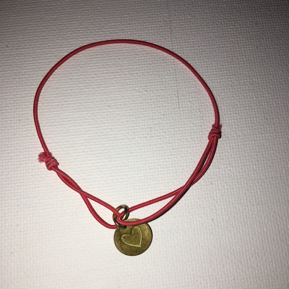 casual red bracelet with cute heart charm