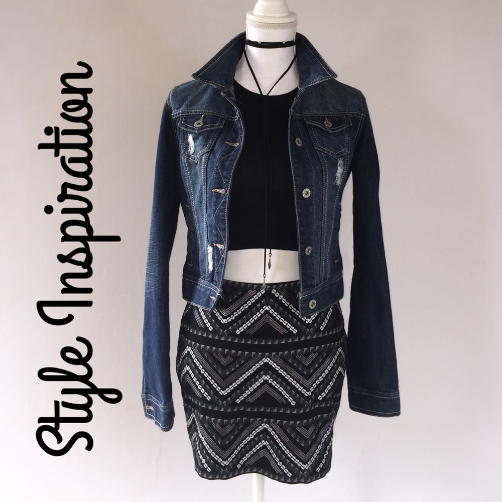 🎉HP🎉 Mudd Denim Jacket & Express Sequin Skirt - Picture 3 of 3