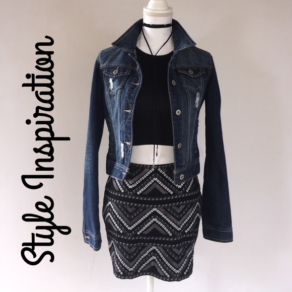 🎉HP🎉 Mudd Denim Jacket & Express Sequin Skirt - Picture 3 of 3