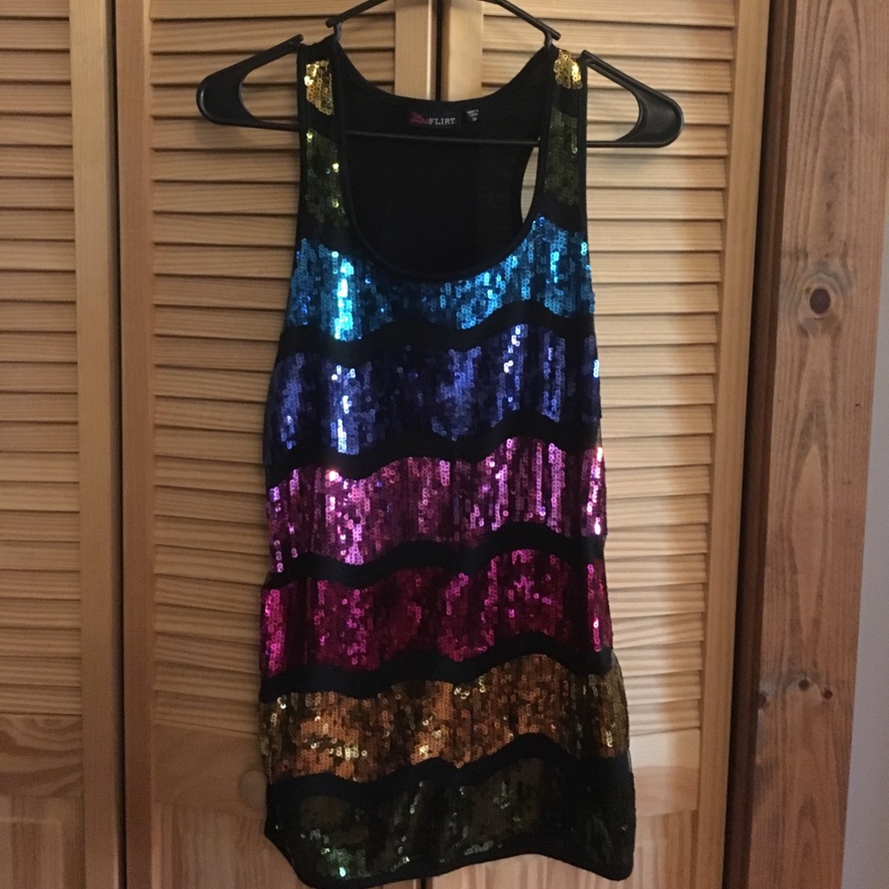 Multi colored glitter tank top