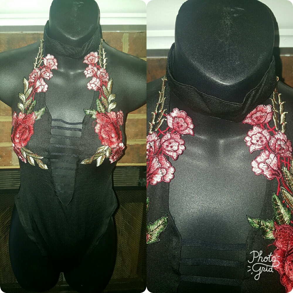 Rose Embroidery Bodysuit - Picture 2 of 5