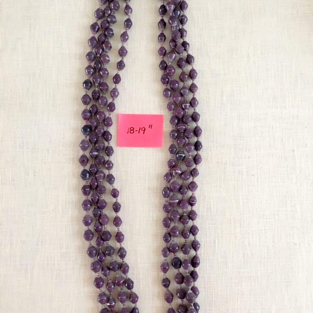 rolled paper bead necklaces