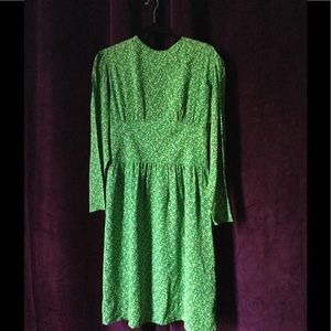 Valentino Miss V green print Vintage dress lined