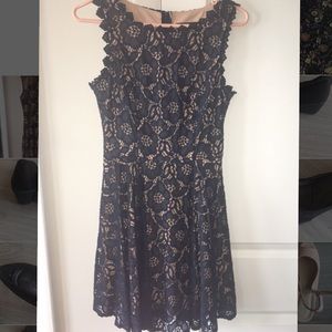 Sleeveless Blue Floral Lace Dress