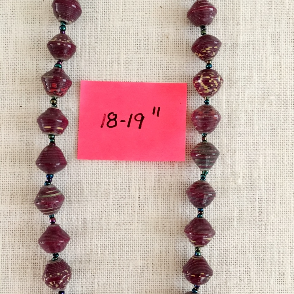 Rolled paper bead necklace
