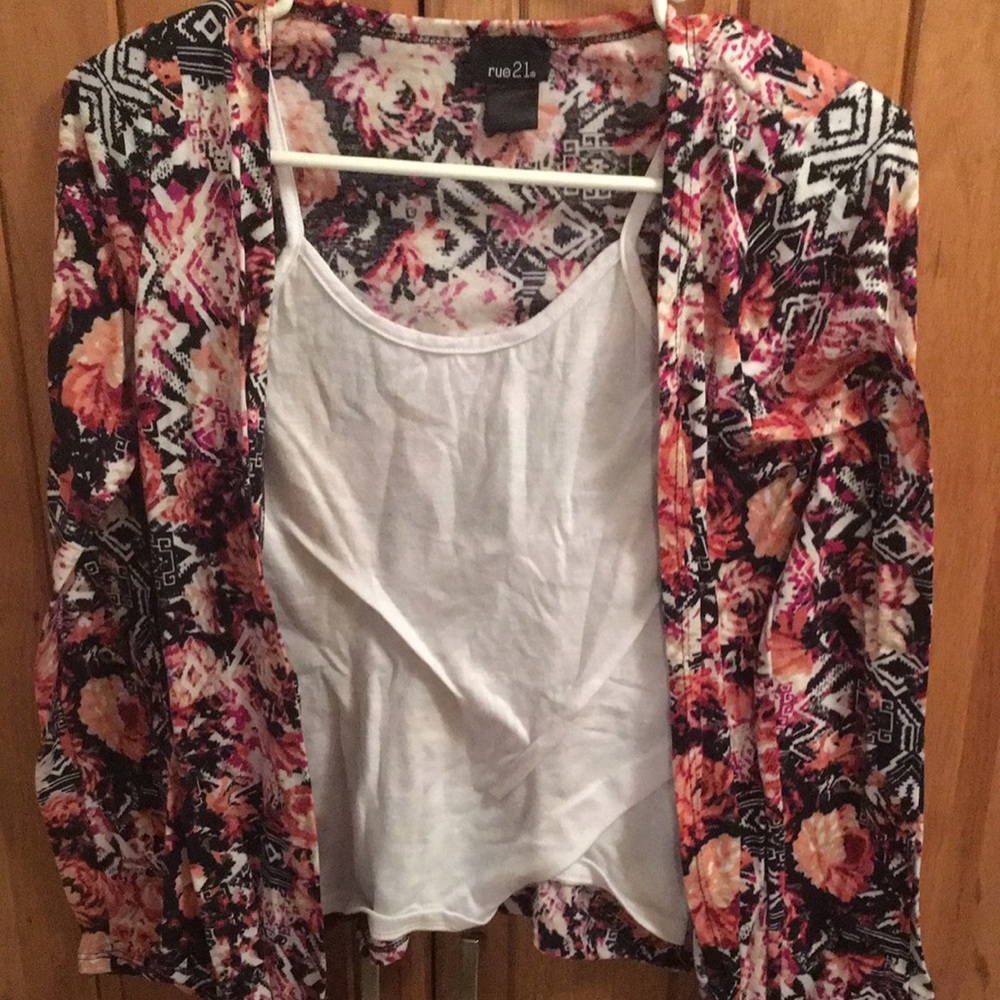 Cardigan with white tank