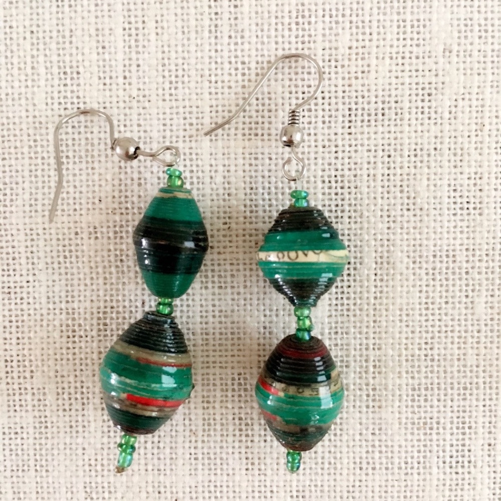 Rolled paper bead earrings
