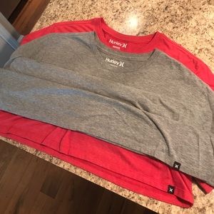 2 Hurley Premium T shirts. 1 grey. 1 red.