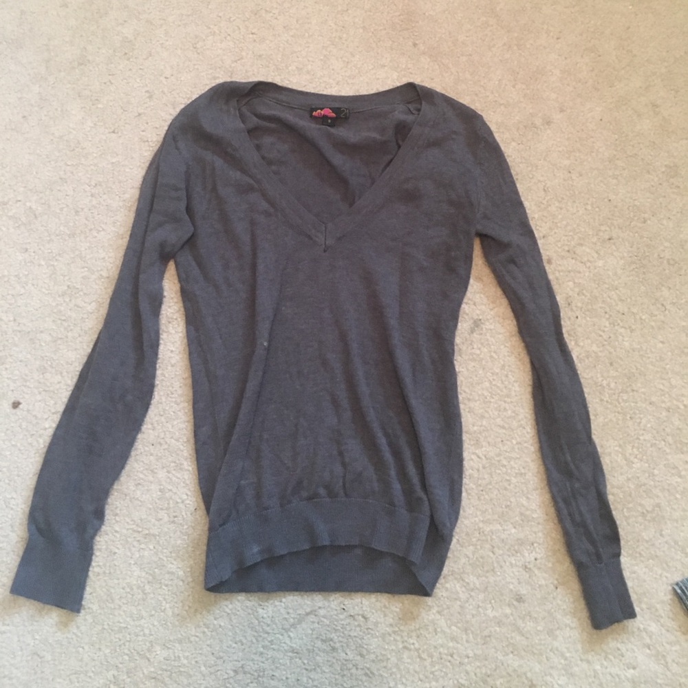 Gray V-Neck Sweater